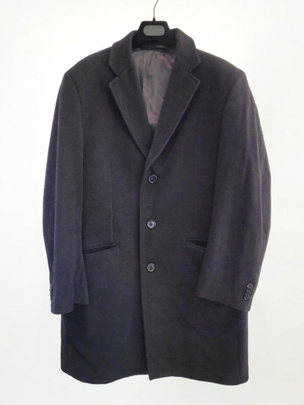 Dressman Nordic Design Men's Wool Cashmere Black Coat Size 52 Short or US L